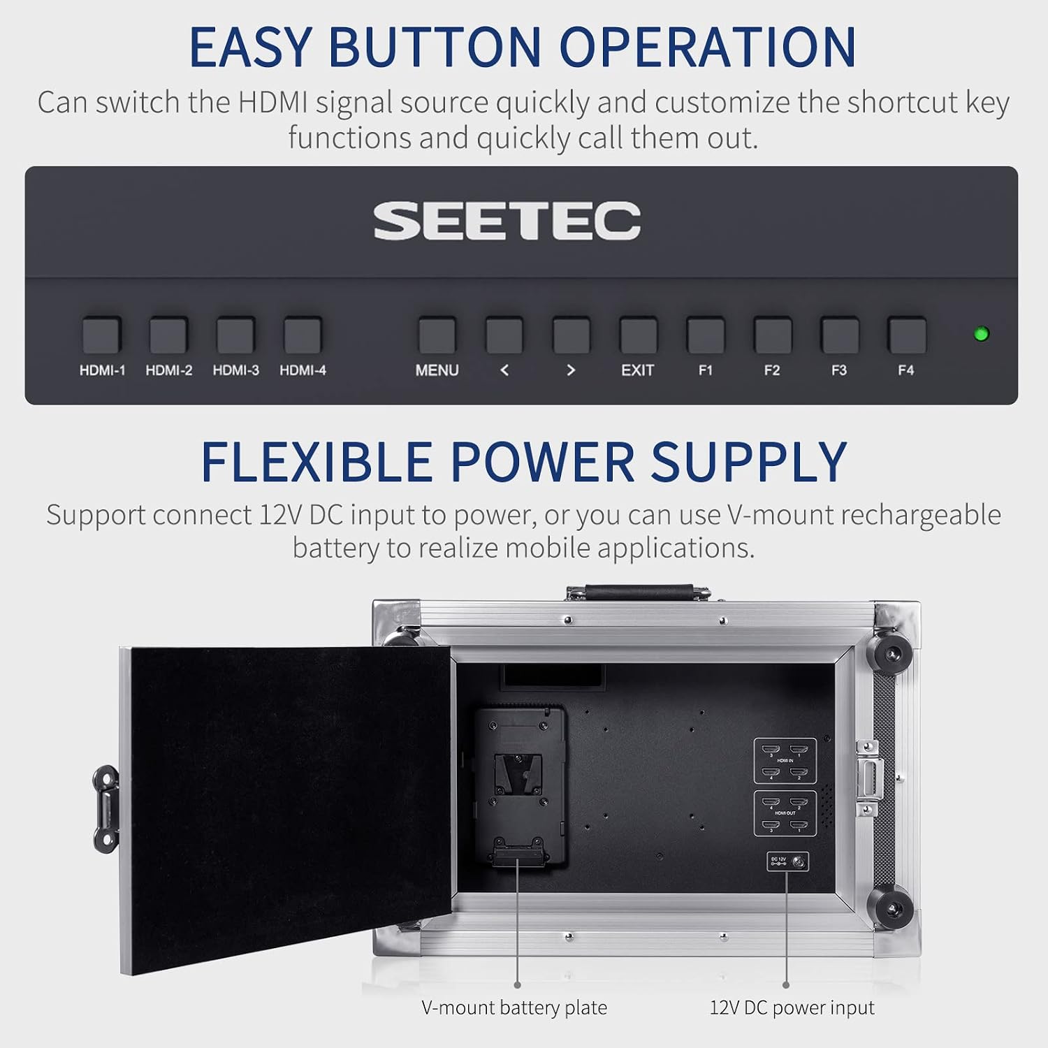 15.6 Inch Production Monitor ATEM156-CO 4K HDMI Output Inputs Quad Split Display 1920 x 1080 Full HD Live Streaming Portable Broadcast Direction Monitor for Video Switcher Mixer