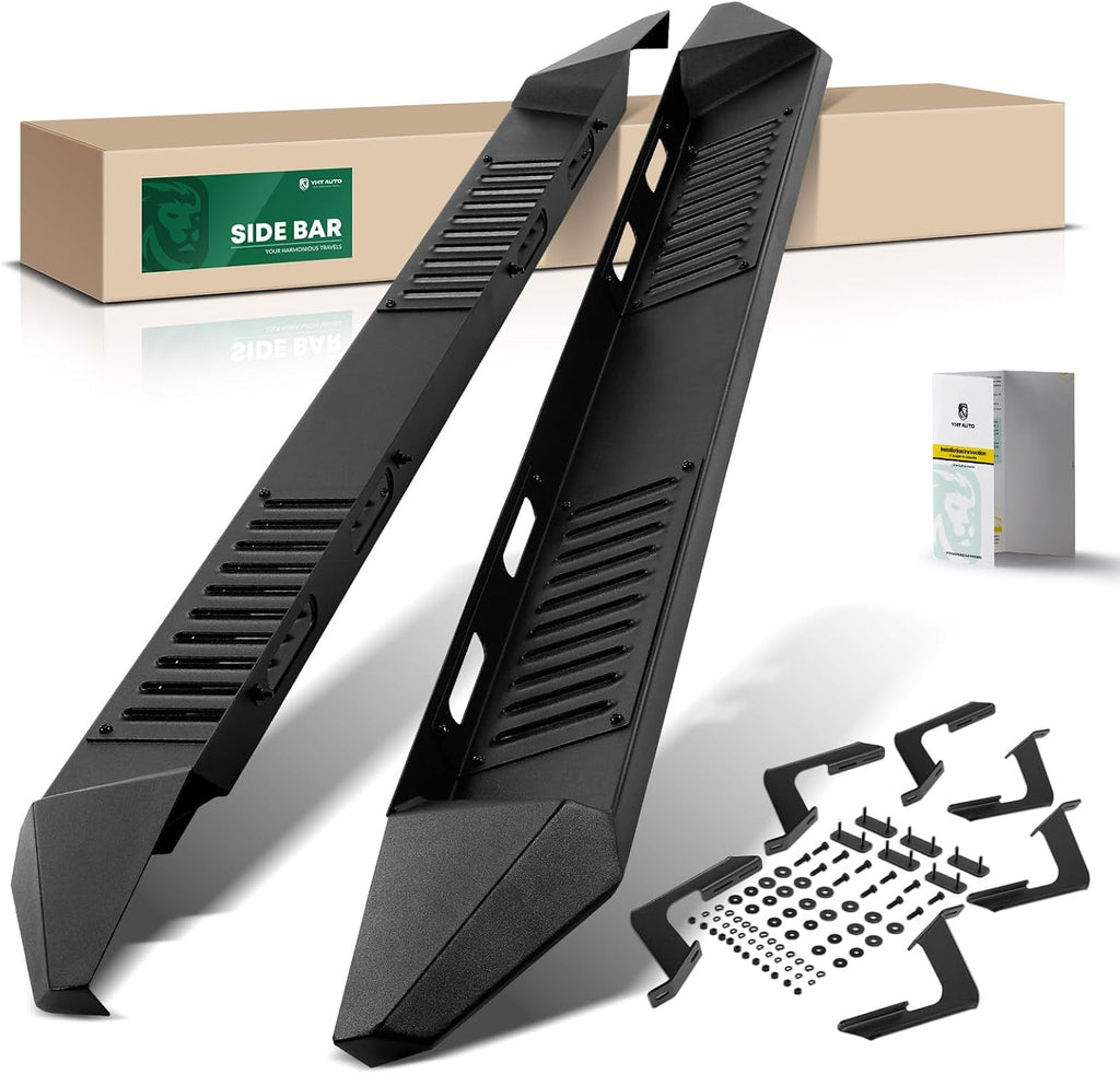 YHTAUTO 6.25 Inch Running Boards Side Steps Fit Toyota Tundra 2007-2021(Crew Cab/CrewMax) Side Steps Carbon Steel Step Bars Off-Road Exterior Accessories, Set of 2