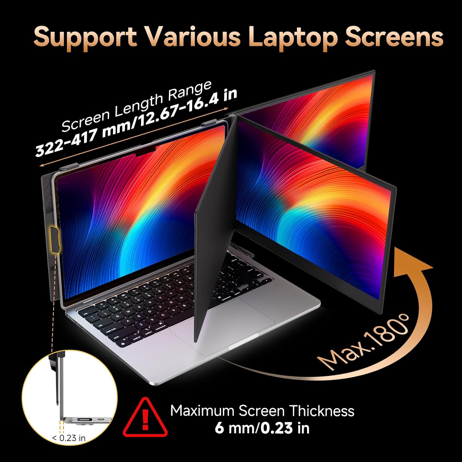 15.3' Laptop Screen Extender, Ultra-thin Portable Monitor FHD 1080P IPS, Dual Screen Extra Travel Monitor for Laptops 13-17' with USB-C/HDMI Port, Plug & Play for Windows/Mac/Android/Switch/PS