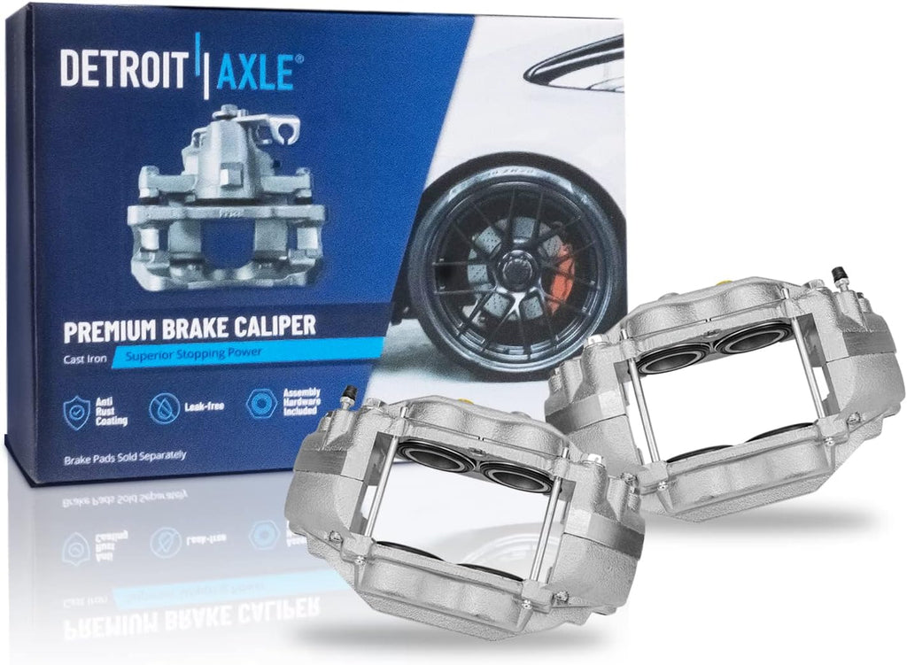 Detroit Axle - Front Brake Kit for 2007-2016 Toyota Tundra, 2008-2016 Sequoia, Disc Brake Rotors Brake Calipers Ceramic Brake Pads 2009 2010 2011 2012 2013 2014 2015 Replacement