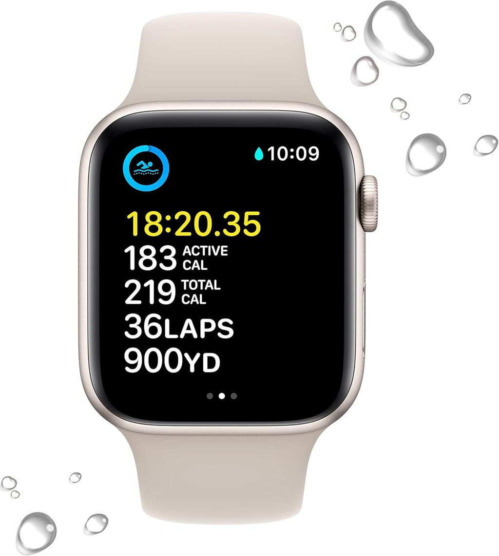 Apple Watch SE (2nd Gen) (GPS + Cellular, 44mm) - Starlight Aluminum Case with Starlight Sport Band, S/M (Renewed)