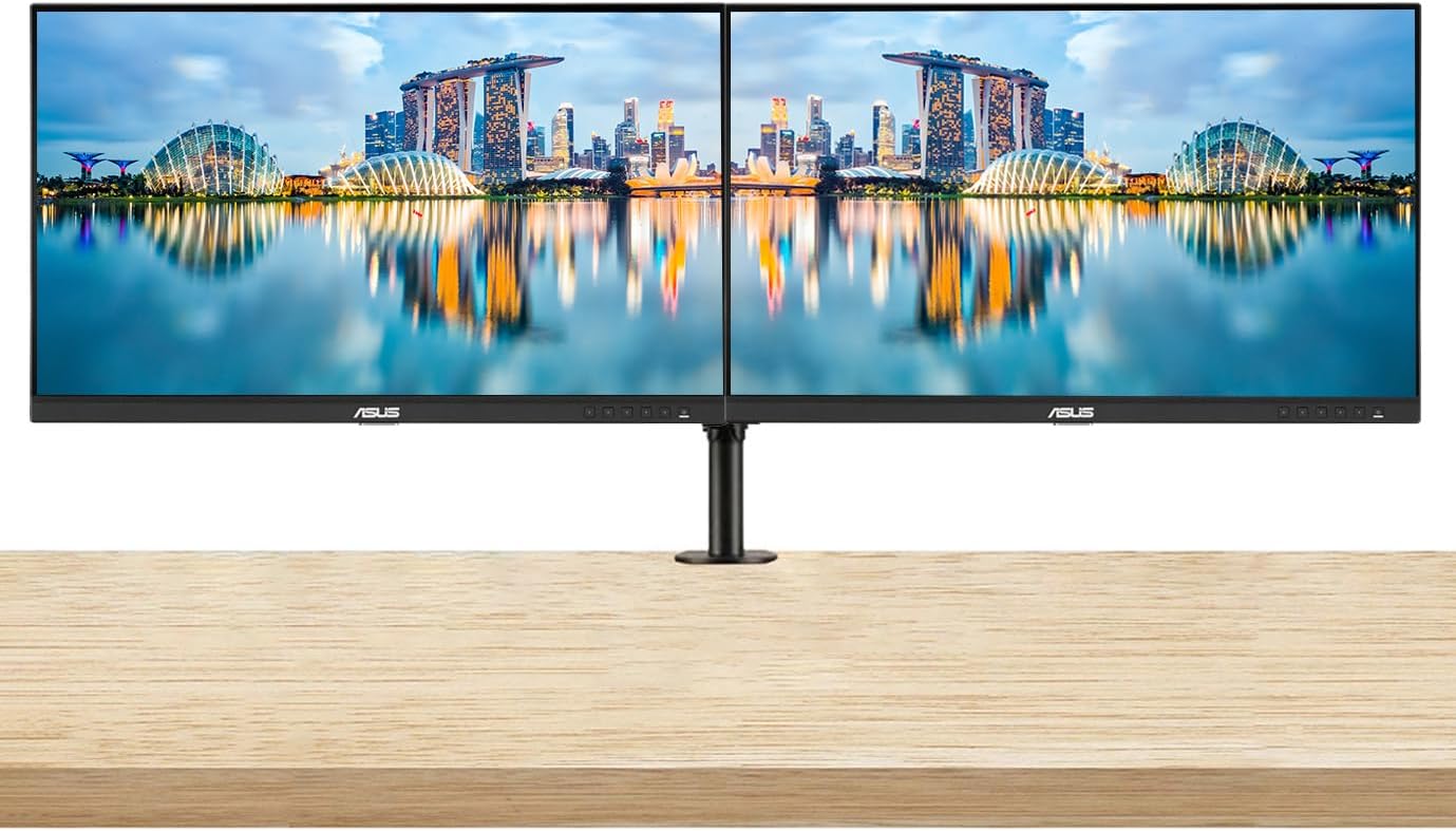 Asus ProArt PA279CV 27-inch 2160P 4K UHD 100% sRGB Professional Monitor, 2-Pack Bundle with USB-C 65W PD, DisplayPort, HDMI, USB Hub, Integrated Speaker and Desk Mount Dual Monitor Stand