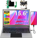 Portable Monitor with Keyboard, 15.6 Inch Lapdock Display with 6000mah Battery,CrowView Note 1080P FHD USB C Monitors with RPi5&Jetson Adapters Compatible with RPi5, PC, Phone, Mac, Game Console