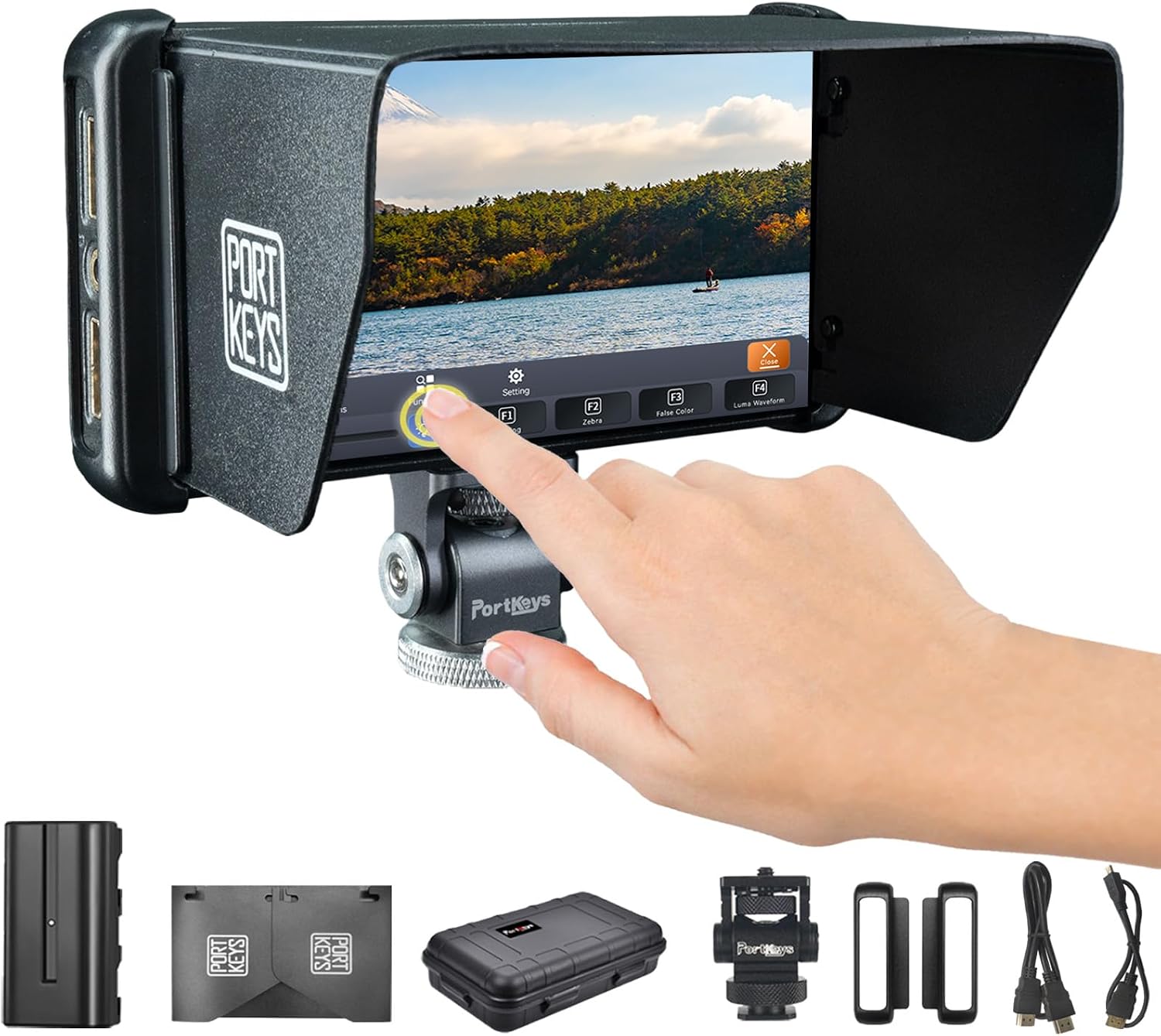 Portkeys PT5 II 5' Camera Monitor 4K HDMI in/Out 10-bit FHD Touchscreen 95% NTSC Wide Color Gamut Support 3D LUT 125g Ultra-Lightweight Design Field Monitor for DSLR with NP-F550 Battery