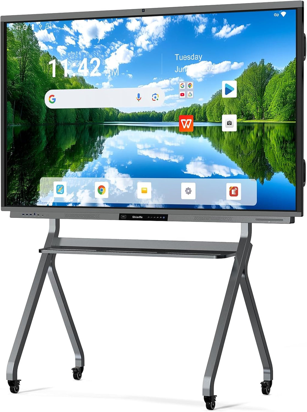 Shiarffe R9 Smart Board 75 Inch 4K Interactive Whiteboard 16GB RAM + 256GB Storage All-in-One Touchscreen Monitor Built-in 50MP AI Camera Mics and 60W Speaker for Classrom Hybrid Work (Board Only)