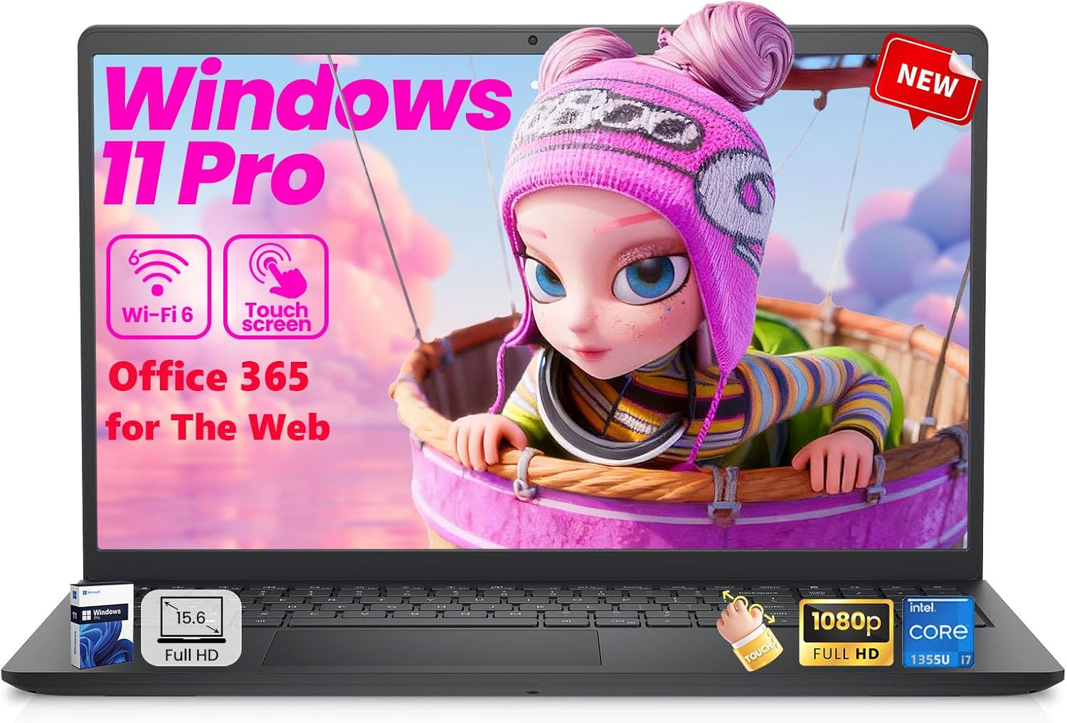Dell 2026 15.6' Touchscreen Laptop DC15250 – Intel 10-Core i7-1355U (Up to 5.0GHz), 32GB RAM, 1TB SSD, FHD Display, Wi-Fi 6, Windows 11 Pro, Fast Business & Student Notebook
