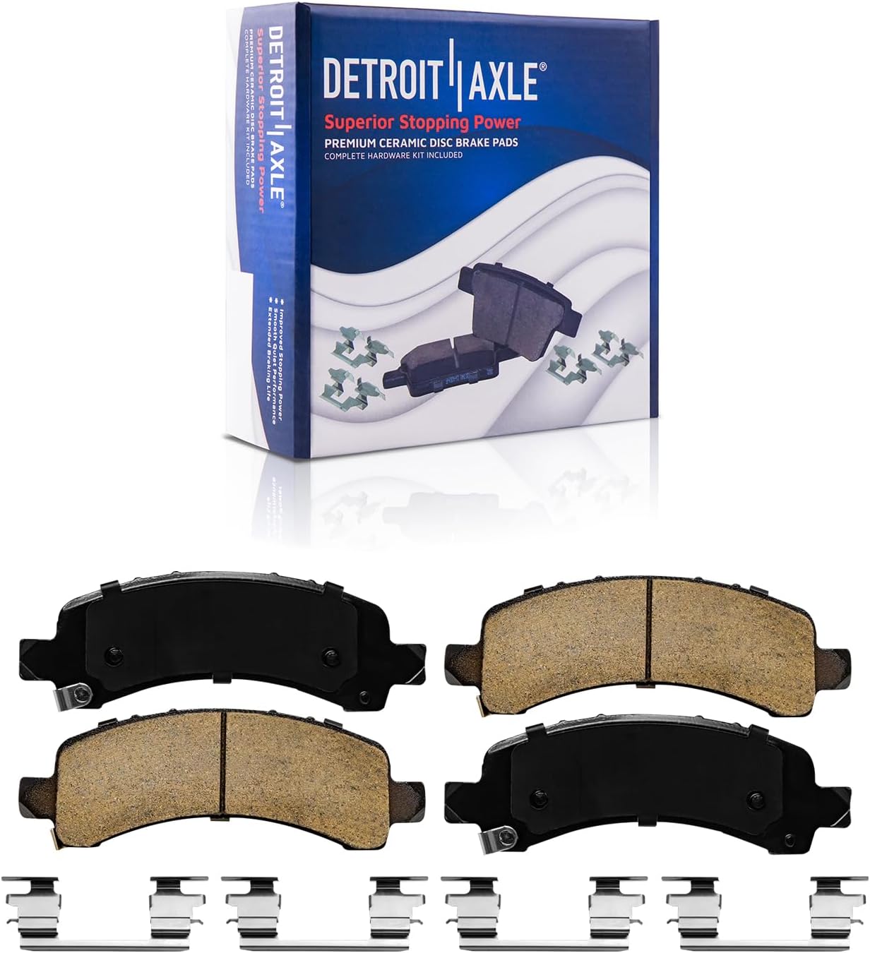 Detroit Axle - 12.99 inch (330mm) Rear Drilled & Slotted Brake Rotors Ceramic Pads Replacement for Cadillac Escalade Chevy Avalanche Suburban Express 1500 Tahoe GMC Yukon XL 1500-4pc Set
