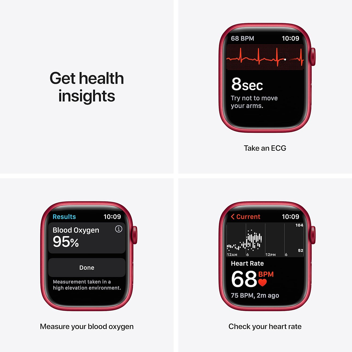 Apple Watch Series 7 (GPS + Cellular, 45mm) Red Aluminum Case with Red Sport Band (Renewed)