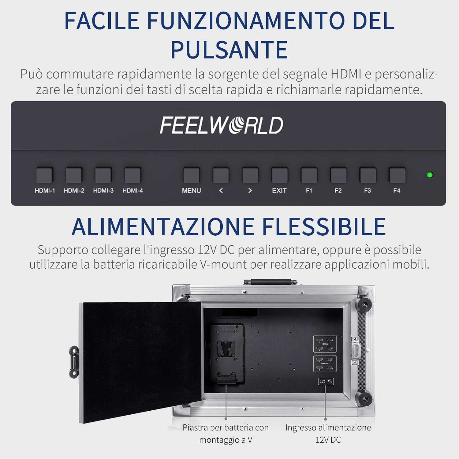 FEELWORLD ATEM156-CO 15.6 Inch Portable Broadcast Direction Monitor 1920 x 1080 Full HD Live Streaming Camera Monitor with 4 HDMI Output Inputs for Breath Mini Video Switcher Mixer