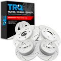 TRQ Performance Front and Rear Brake Rotor Set G Coated Drilled Slotted Compatible with 1996-2000 Mercedes-Benz C280 1996-1997 E300 1998-2004 SLK230 1999-2007 C230 2001-2005 C240