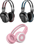 SIMOLIO 2 Pack IR Car Headphones and AuraCast Wireless Headphones for Kids with Mic, Share Port, Bluetooth Foldable Headset & Comfy Travel Set, 2 Channel IR Wireless Headset for Car DVD & Road Trips