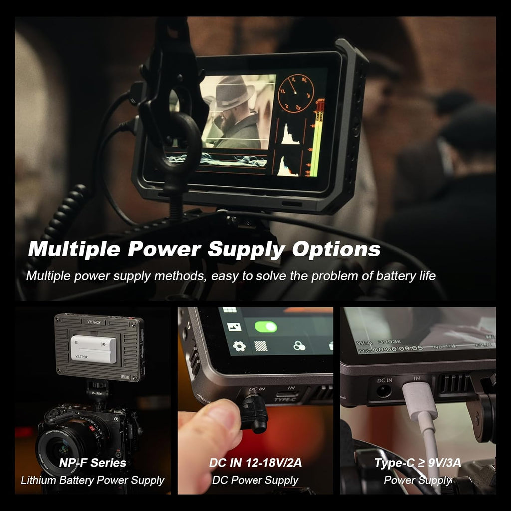 VILTROX DC-X2 6' Camera Field Monitors DCX2 for DSLR Touchscreen External Monitor 4k 2000nits X2 Monitor for Sony Canon Nikon 3D LUT 1920x1080 IPS with Sunshield 2200 MAh Battery