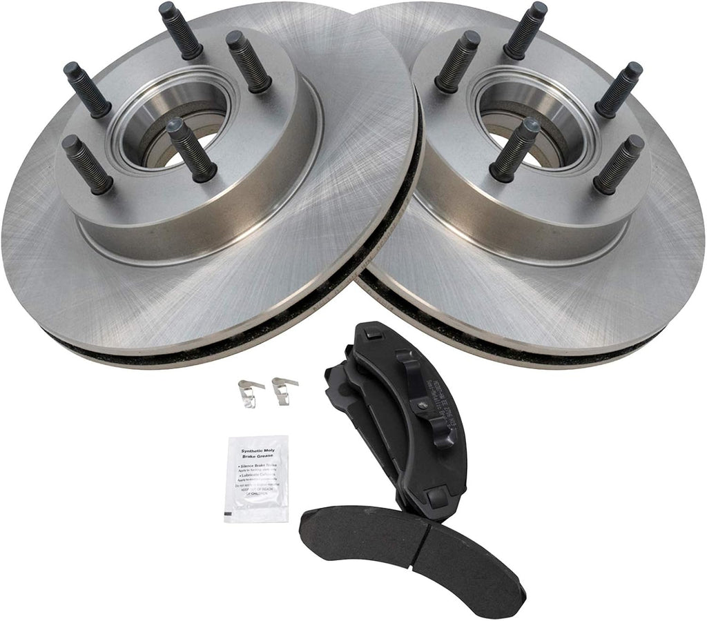 TRQ Front Semi Metallic Brake Pad and Rotor Set Compatible with 86-88 Ford Bronco II 4WD 89-90 with 276mm Diameter Front Rotors 89 Ranger with