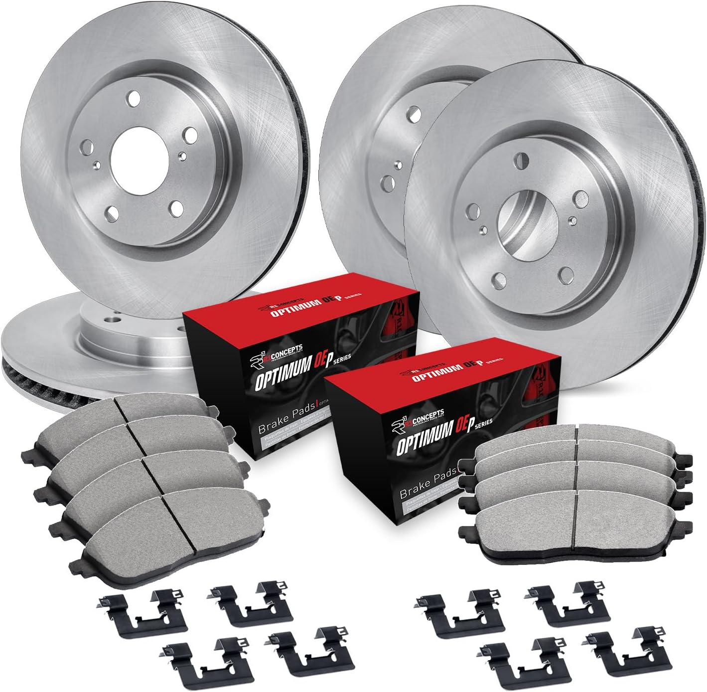 R1 Concepts Front and Rear Brake Kit Fits 2006-2011 Honda Civic Coupe Si; 2007-2011 Honda Civic Sedan Si| Optimum Oep Pads, Blank Rotors| Hardware| 11.8' Front & 10.2' Rear