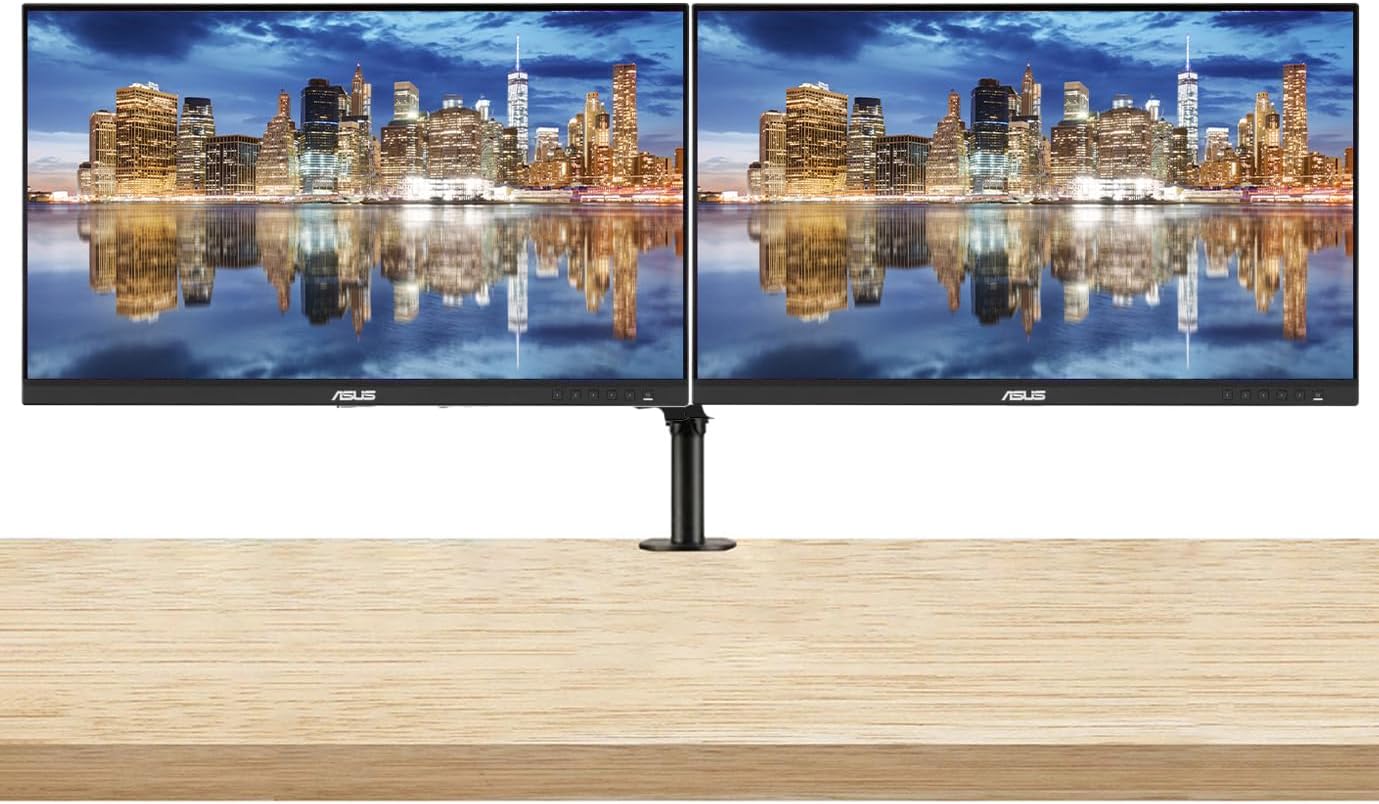 Asus ProArt PA278CGV 27-inch 1440P 2K QHD 144 Hz 5 ms Professional Monitor, 2-Pack Bundle with USB-C 90W PD, DisplayPort, HDMI, USB Hub, Integrated Speakers and Desk Mount Dual Monitor Stand
