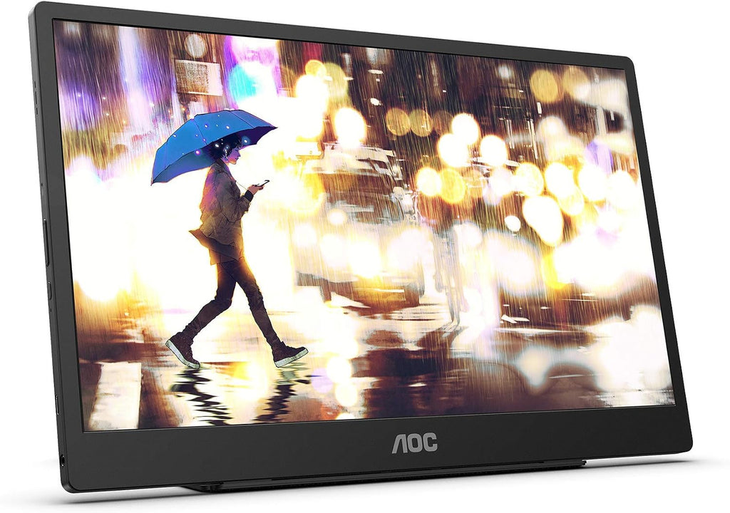 AOC 16T2 15.6' Full HD (1920 x 1080) Touch-Enabled Portable IPS Monitor, USB-C and Micro HDMI inputs, Built-in Battery, Stereo Speakers, SmartCover, AutoPivot, VESA for laptops, PC, Mac, Consoles