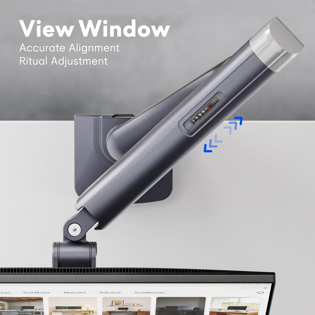 FlexiSpot Single Monitor Arm, Premium Aluminum Monitor Desk Mount Fits Screen up to 39 Inches, Fully Adjustable Monitor Stand with C-Clamp & Grommet Base, Holds 6.61 to 26.46 lbs, Gun Gray