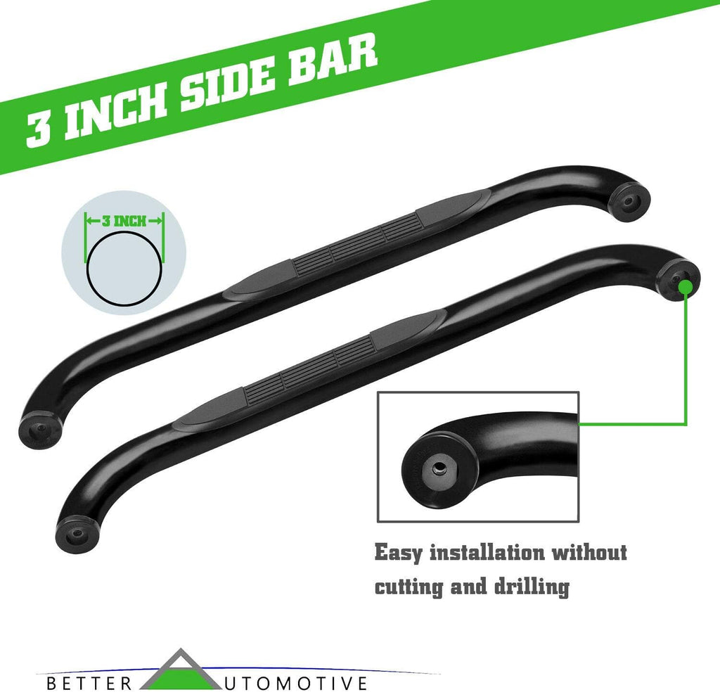 3' Black Side Step Rails Compatible with 1995-2004 Toyota Tacoma Access CAB/Extended CAB Side Bars NERF Bars Running Boards Step(4WD OR PRERUNNER 2/4WD)