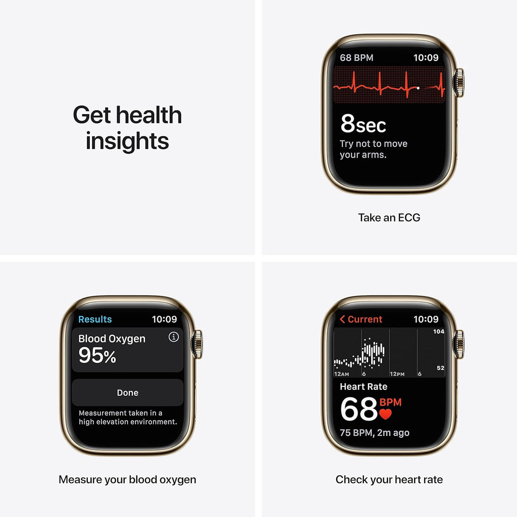 Apple Watch Series 7 (GPS + Cellular, 41mm) Gold Stainless Steel Case with Dark Cherry Sport Band, Regular (Renewed)