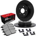 R1 Concepts Rear Brake Kit Fits 2006-2011 Acura CSX; 2013-2015 Acura ILX; 1997-2001 Honda Prelude; 2006-2015 Honda Civic| Optimum Oep Pads, Drilled Slotted Rotors| Hardware| 10.2' Rear