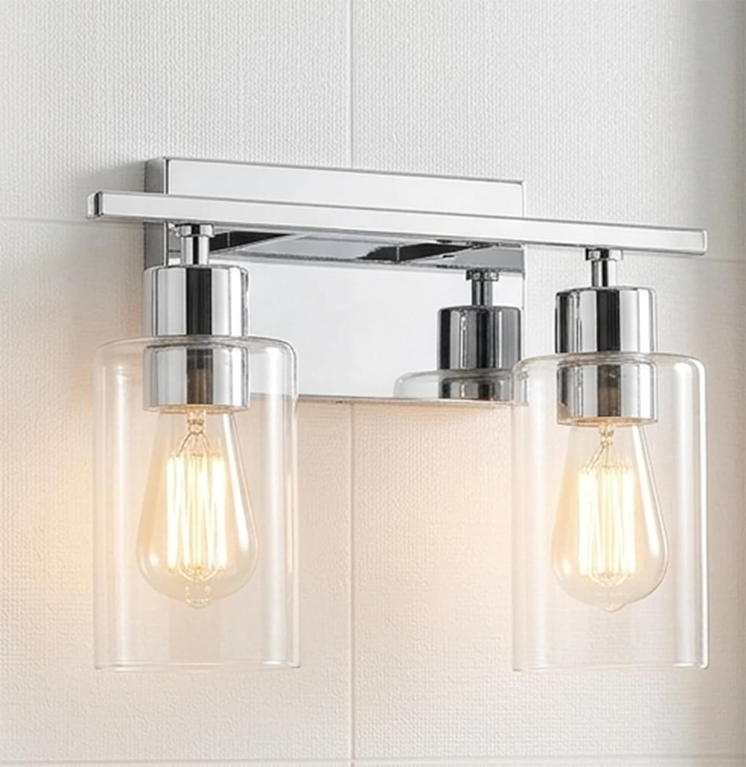 Savoy House 8-2149-2-11 Lambert Modern Clear Glass Bathroom Vanity Wall Light, 2-Light 120 Total Watts, 10' H x 13' W, Polished Chrome