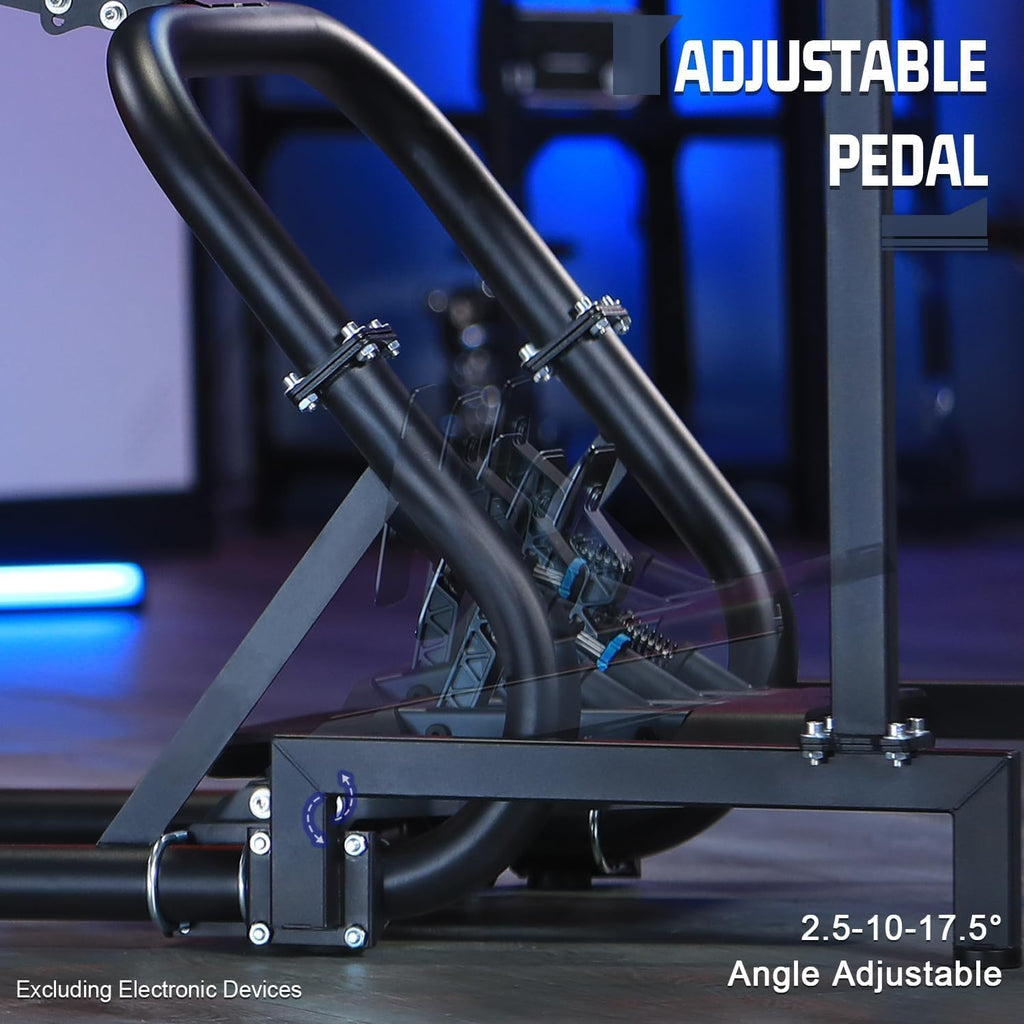 Marada Racing Simulator Cockpit with Monitor Stand Fit for Thrustmaster T500 T3PA,for PXN,for Logitech G923 G920,for FANTEC,Stable Strong Driving Cockpit with Black Seat,Not Included Wheel and Pedal