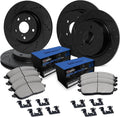 R1 Concepts Front and Rear Brake Kit Fits 2007-2010 Acura CSX; 2006-2011 Honda Civic| Semi Met Pads, Drilled Slotted Rotors| Hardware| 11.8' Front & 10.2' Rear