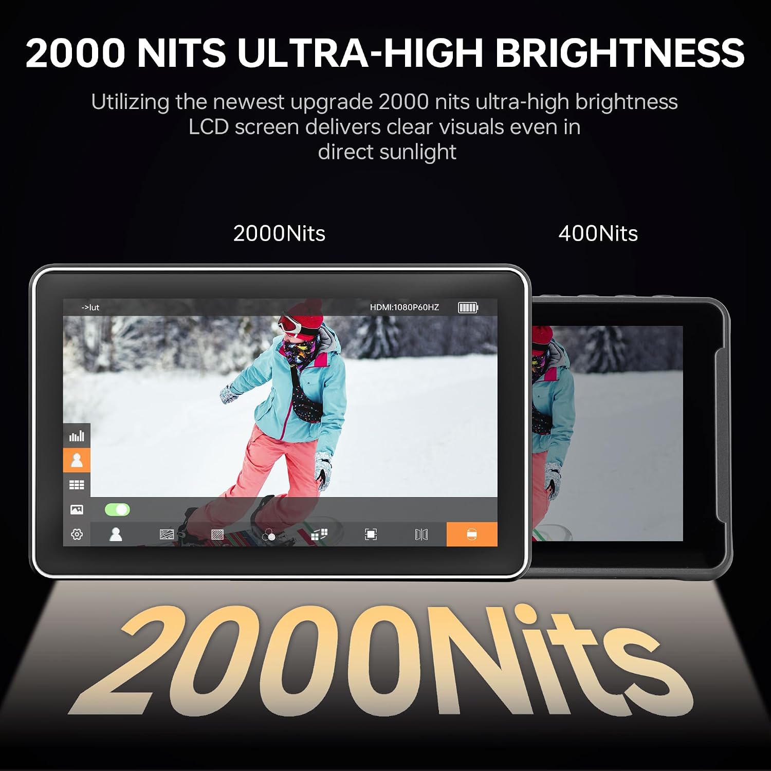 VILTROX DC-X3 Camera Field Monitor Kit with Rig Cage 2000 Nits Touchscreen Camera Monitor with SDI/4K HDMI in/Out, 6' Full HD 1920x1080 IPS, 3D LUTs Peaking Focus Assist, Sunshade Hood, Battery