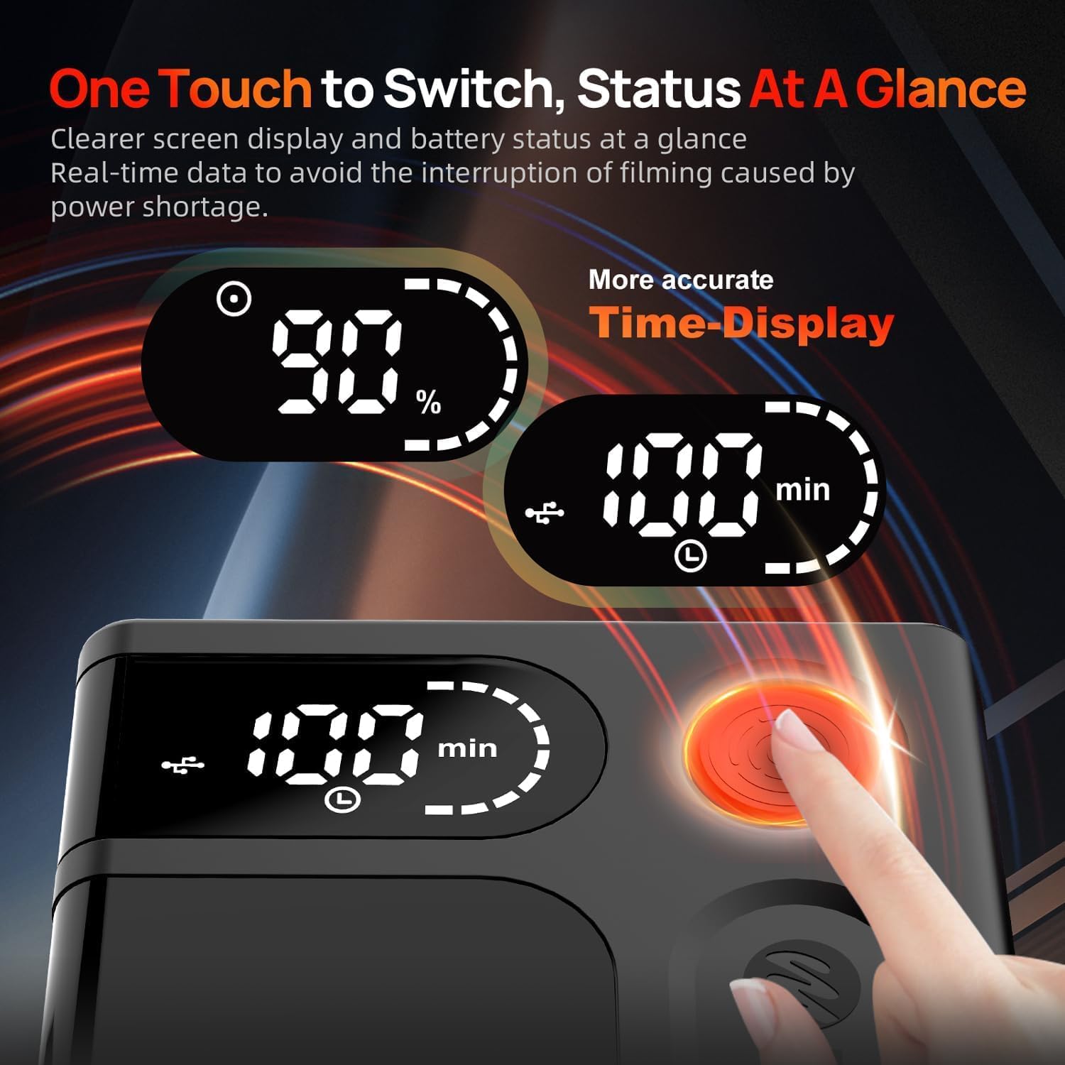 Moman V-Mount Battery, Power 99 Camera bettert Mini V Lock Batterys 99Wh/6900mAh with Time Display Compatible with Smallrig BMPCC 4k 6k Camera Camcorder Monitor D-TAP/USB-C/A Output
