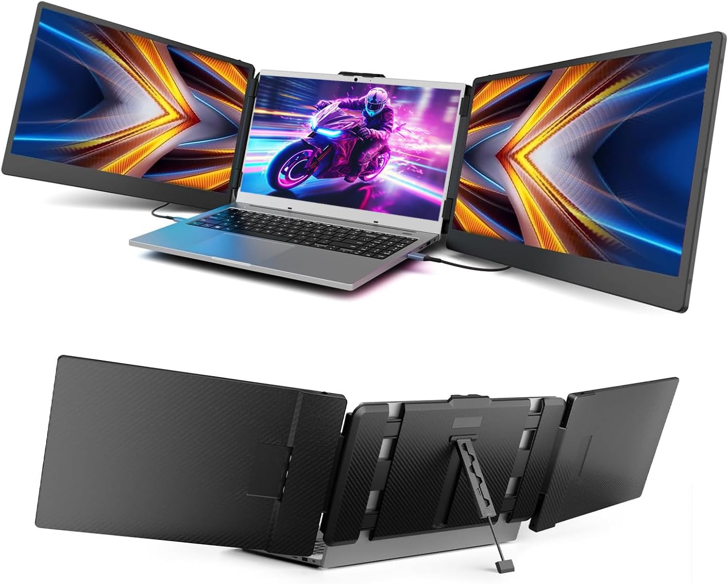15.6' Triple Screen Extender，Laptop Monitor Extender with Triple Monitor Option，Laptop Screen Extender for Portable Use ， Laptop Compatible with， (Mac Windows)