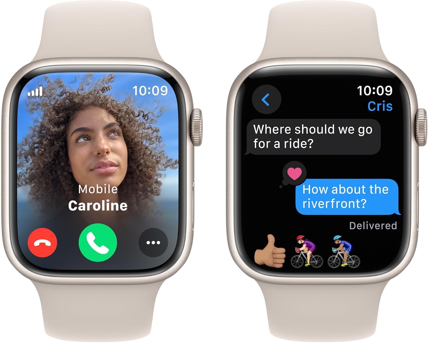 Apple Watch Series 9 [GPS + Cellular, 45mm] - Starlight Case with Starlight Sport Band, S/M (Renewed Premium)