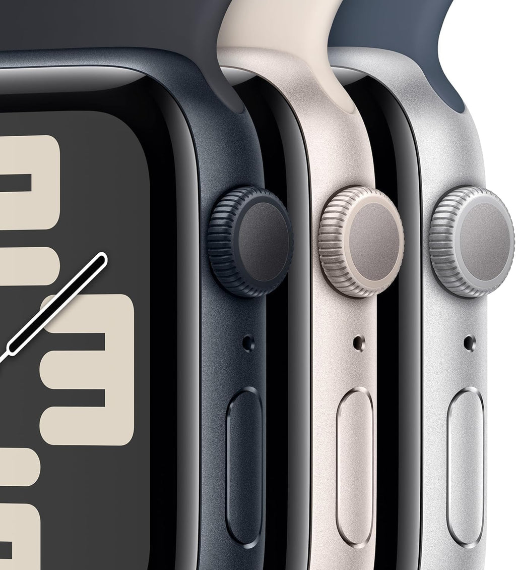 Apple Watch SE (2nd Gen) [GPS 40mm] Smartwatch with Silver Aluminum Case with Denim Sport Band, S/M (Renewed)