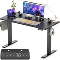 WALKINGDESK 40x24 Inches Height Adjustable Electric Standing Desk with 2 Hooks for Home Office, Ergonomic Sit Stand up Desk with Splice Board, Black