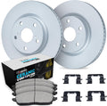 R1 Concepts Front Brake Kit Fits 2002-2006 Acura RSX; 2007-2010 Acura CSX; 2006-2011 Honda Civic| Euro Ceramic Pads, Blank Rotors| Hardware| 11.8' Front