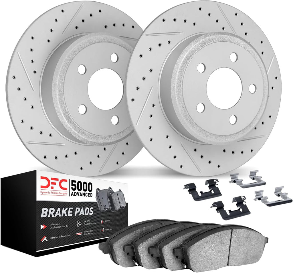 Dynamic Friction Company Rear Brake Kit Fits 2007-2010 Acura CSX; 2013-2015 Acura ILX| 5000 Advanced Pads, Drilled Slotted Rotors| Hardware| 10.2' Rear