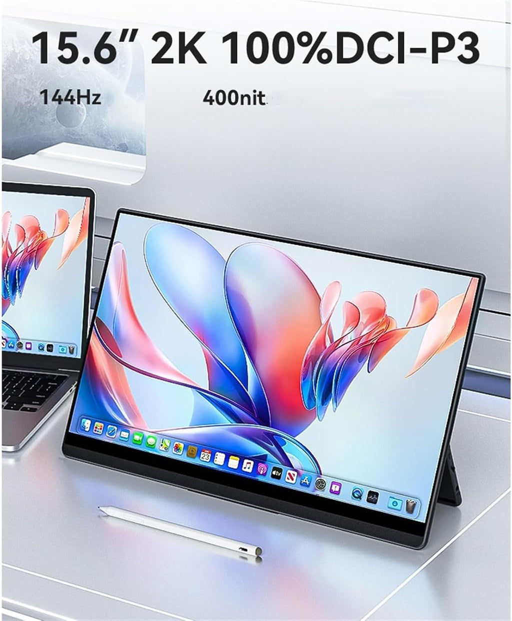 Portable Monitor for Laptop 15.6-inch IPS 2K 144HZ Cell Phone External Screen Multifunctional Touch Secondary Laptop Expansion Gaming Machine Monitor Portable Gaming Monitor