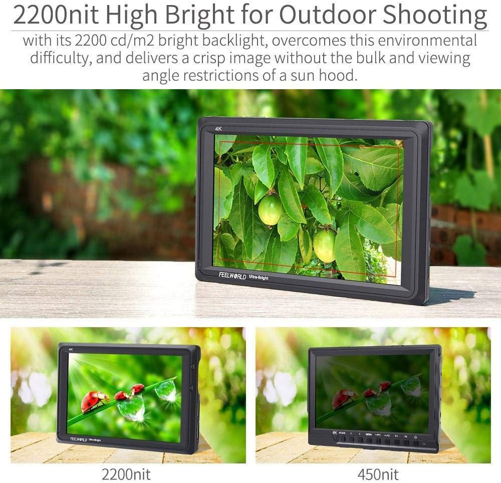 FEELWORLD FW279 7 Inch Ultra Bright 2200nit Daylight Viewable Full HD 1920x1200 IPS Panel DSLR On Camera Field Monitor 4K HDMI Input/Output Video Assist Peaking Focus
