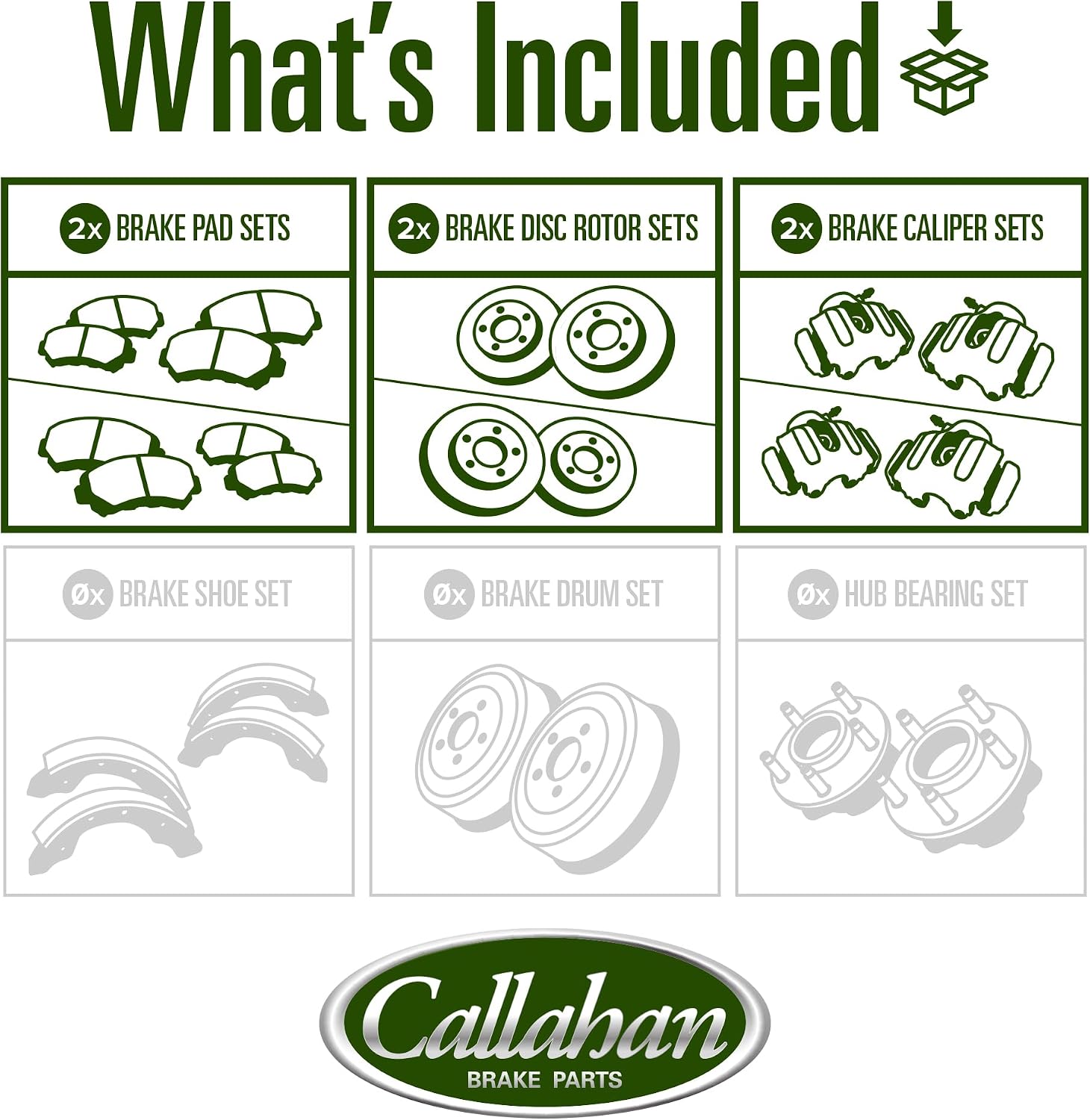 Callahan Brake Parts Brake Kit for Honda Civic 2006-2011 Front Replacement Brake Rotors with Ceramic Brake Pads and Brake Calipers CLHCCO116013