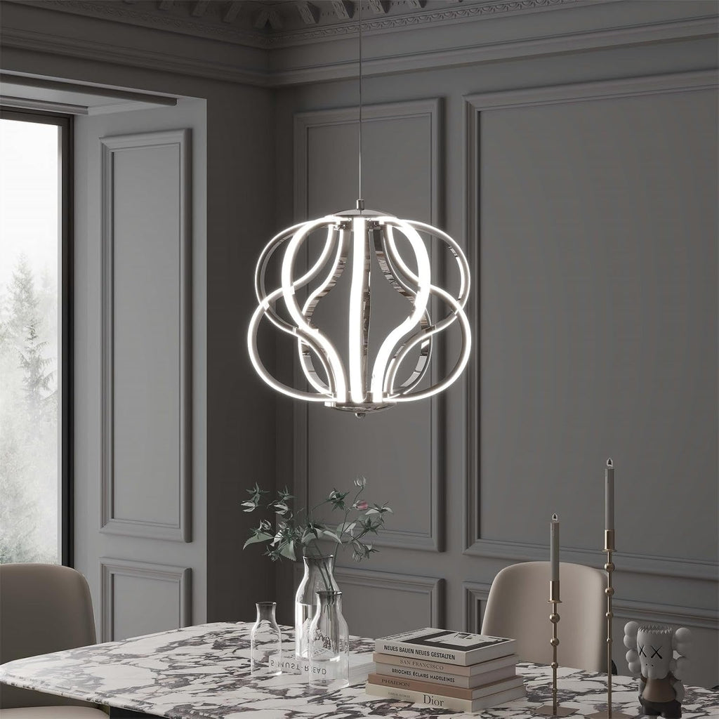 Modern LED Chandelier Acrylic Design Adjustable Hanging Chandelier Easy Install Suitable for Dining Room Living Room Bedroom Kitchen and Corridor