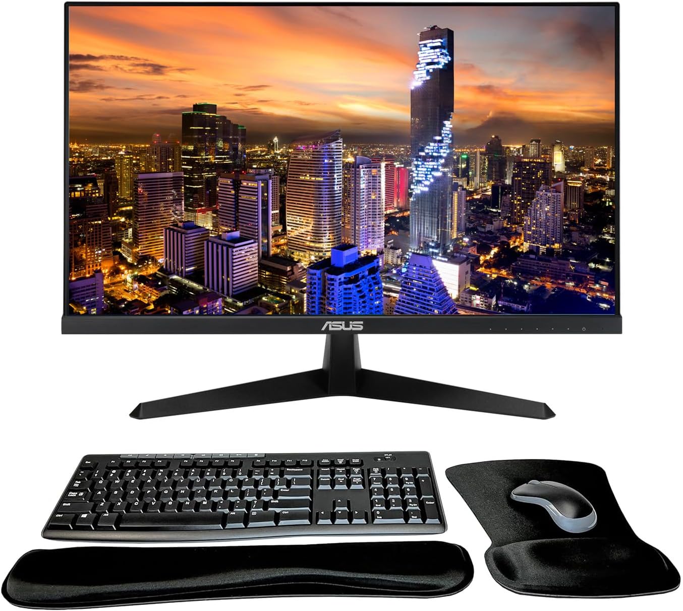 Asus VY249HF 24 inch 1920 x 1080 FHD 100Hz 1ms Backlit LED LCD Everyday Monitor, with Adaptive Sync, Eye Care Plus, Color Augmentation, HDMI, MK270 Wireless Keyboard and Mouse, Gel Mouse and Wrist Pad