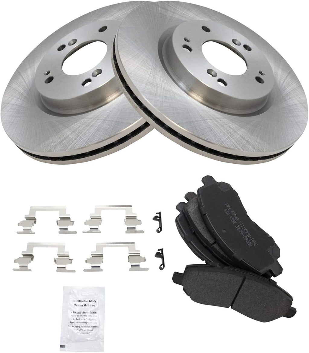 TRQ Front Brake Pad and Rotor Set Semi Metallic Vented Rotors Compatible with 2007-2017 Jeep Patriot Compass 2007-2019 Mitsubishi Outlander 2011-2021 Outlander Sport 2008-2012 Eclipse