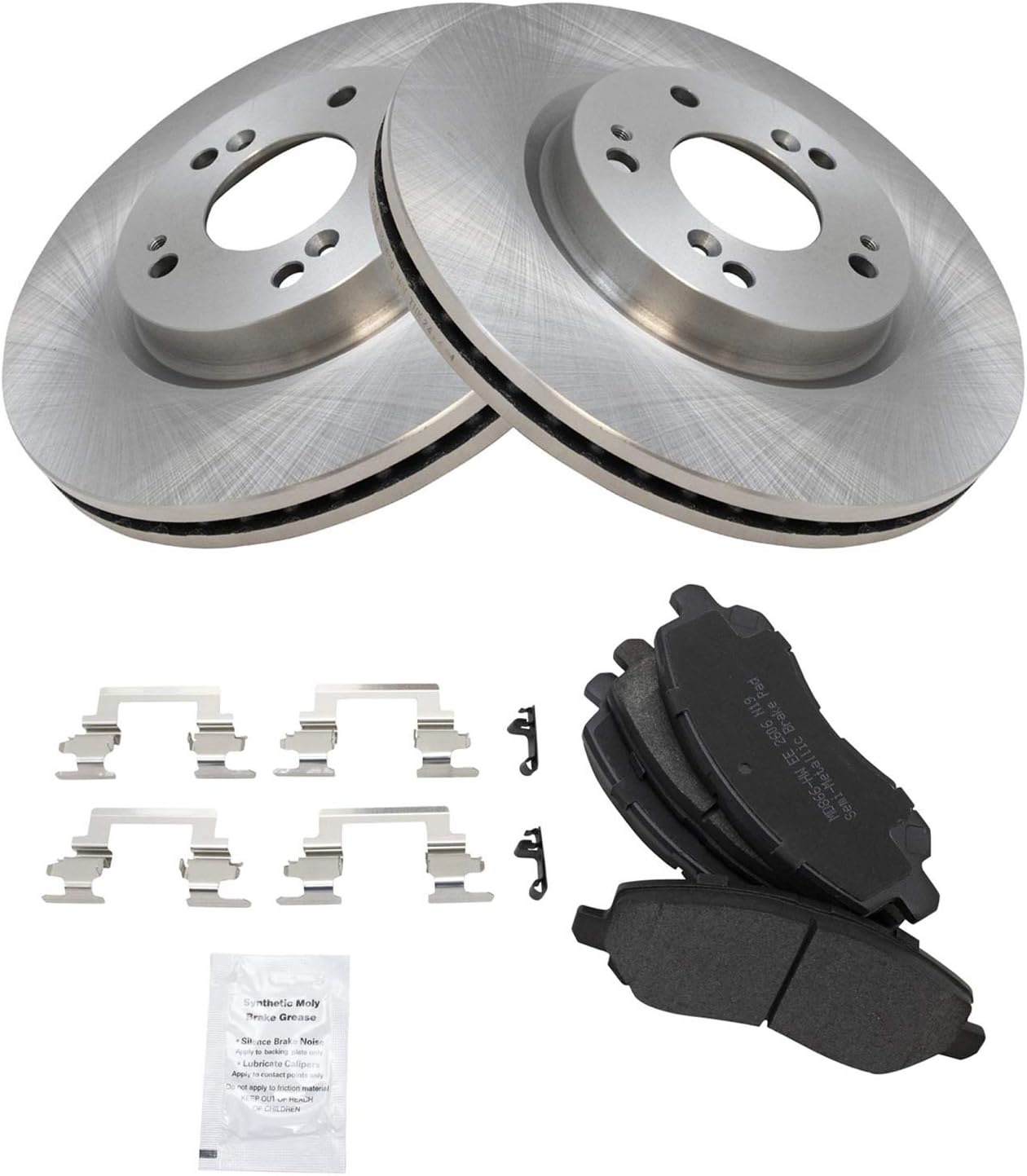 TRQ Front Brake Pad and Rotor Set Semi Metallic Vented Rotors Compatible with 2007-2017 Jeep Patriot Compass 2007-2019 Mitsubishi Outlander 2011-2021 Outlander Sport 2008-2012 Eclipse