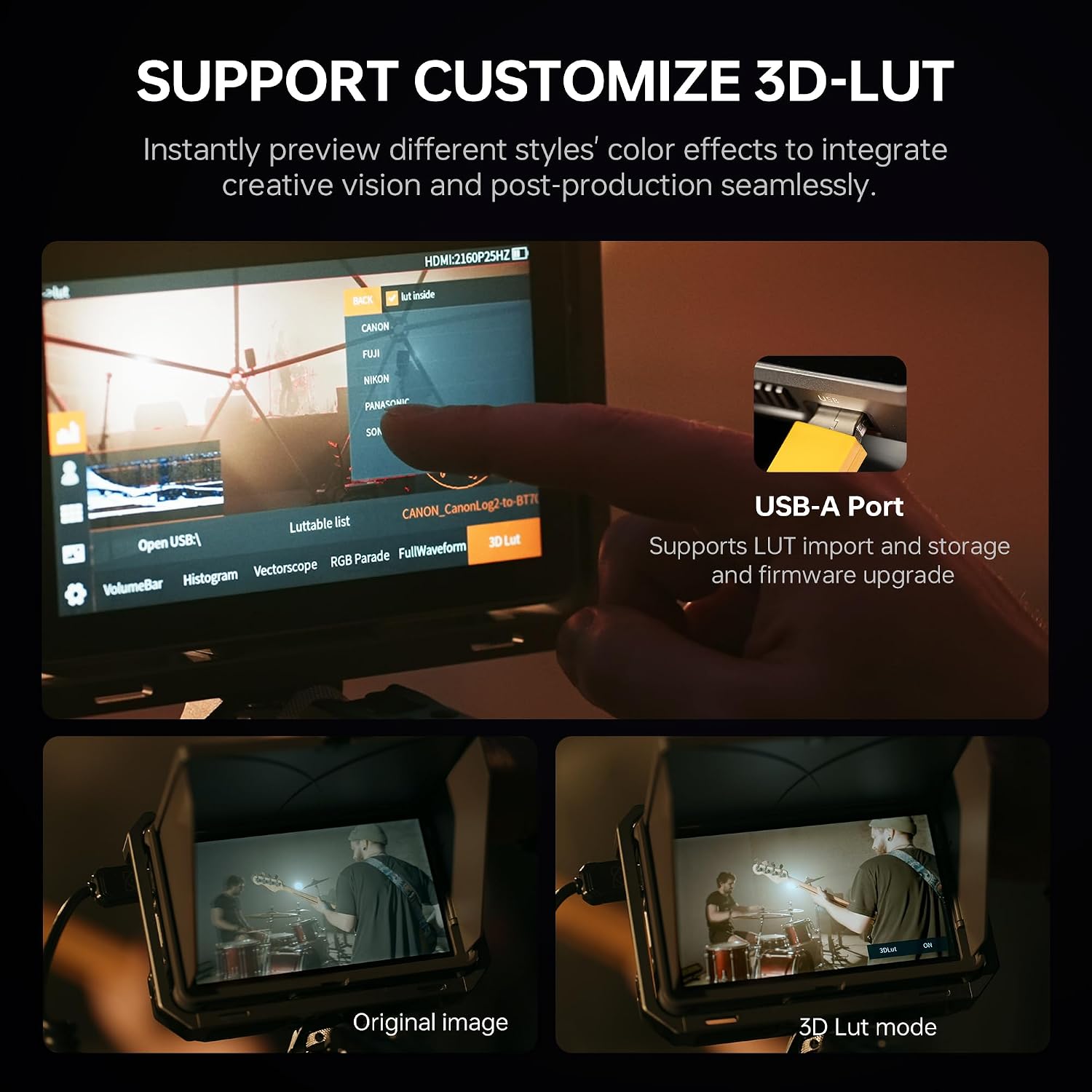 VILTROX DC-X3 2000Nits Camera Field Monitor Touchscreen with 6 Inch Full HD1920x1080 IPS 4K HDMI/3G-SDI Loop in/Out,3D LUTs Peaking Focus Assist, 160° Super Wide View Angle, Sunshade Hood, Battery