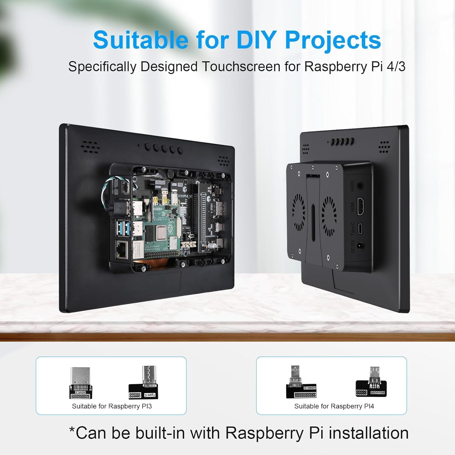 10.1 Inch Touchscreen for Raspberry Pi,5-Point 1920 * 1200 IPS touchscreen Portable Monitor with HDMI Interface Dual-Speaker for Raspberry Pi 5/4B/3B+/3B/B+ Jetson Nano Win11/10/8/7(black inky)