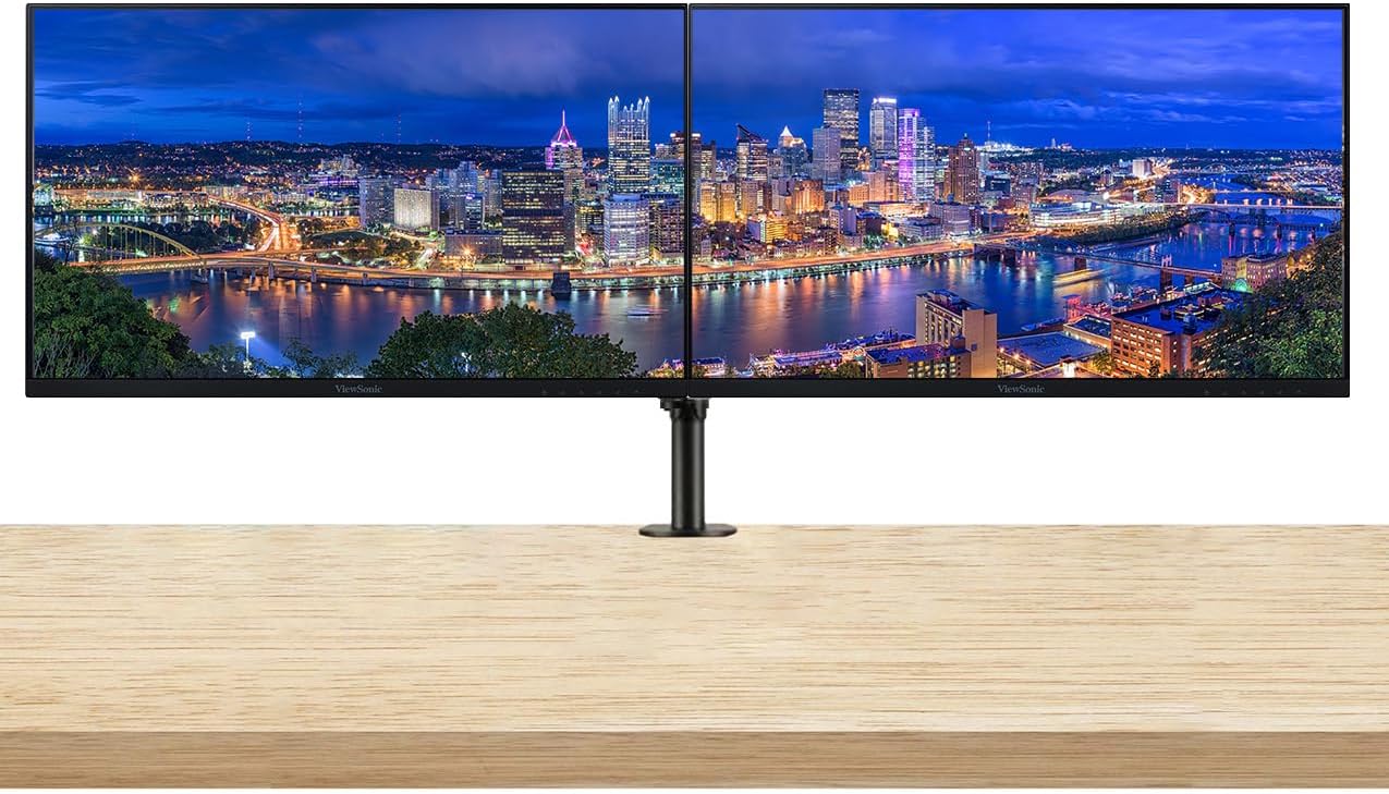 ViewSonic VA2756-MHD 27-inch 1920 x 1080 Full HD LCD IPS Monitor, 2-Pack Bundle with Ultra-Thin Bezel, FreeSync, Eye Care, HDMI, DisplayPort, VGA, Speakers, Desk Mount Dual Monitor Stand