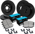 R1 Concepts Front and Rear Brake Kit Fits 2007-2010 Acura CSX; 2006-2011 Honda Civic| Ceramic Pads, Drilled Slotted Rotors| Hardware| 11.8' Front & 10.2' Rear