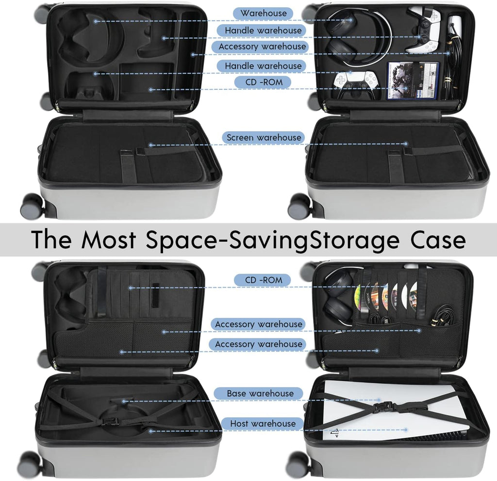SARLAR Carrying Case Compatible with PS5, Travel Carry Bag Storage for Controllers, Monitor, Headsets, Gaming discs, Charger, & Accessories