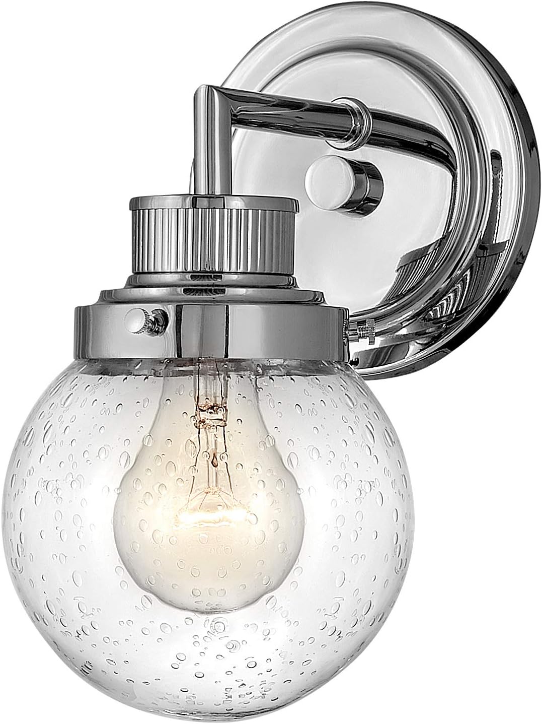 Hinkley Poppy One Light Bathroom Vanity Fixture with Clear Seedy Glass, Chrome