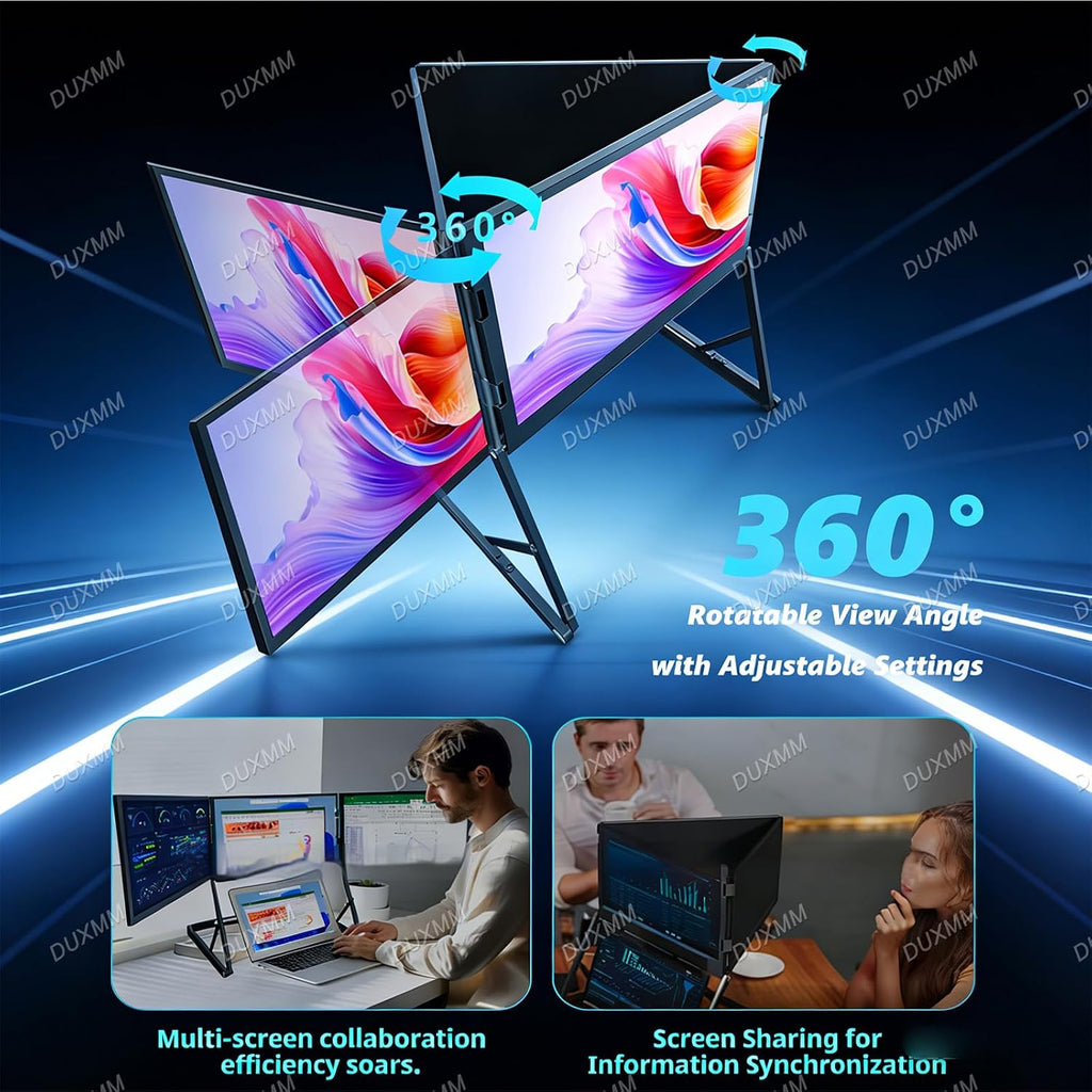 15.6' Laptop Screen Extender Monitor Portable,Full HD IPS Screen Extender,Just 1 Cable for 3 Screens, FHD 1080P IPS Laptop Extender Compatible with Wins/Mac for 12' - 17.3' Laptops