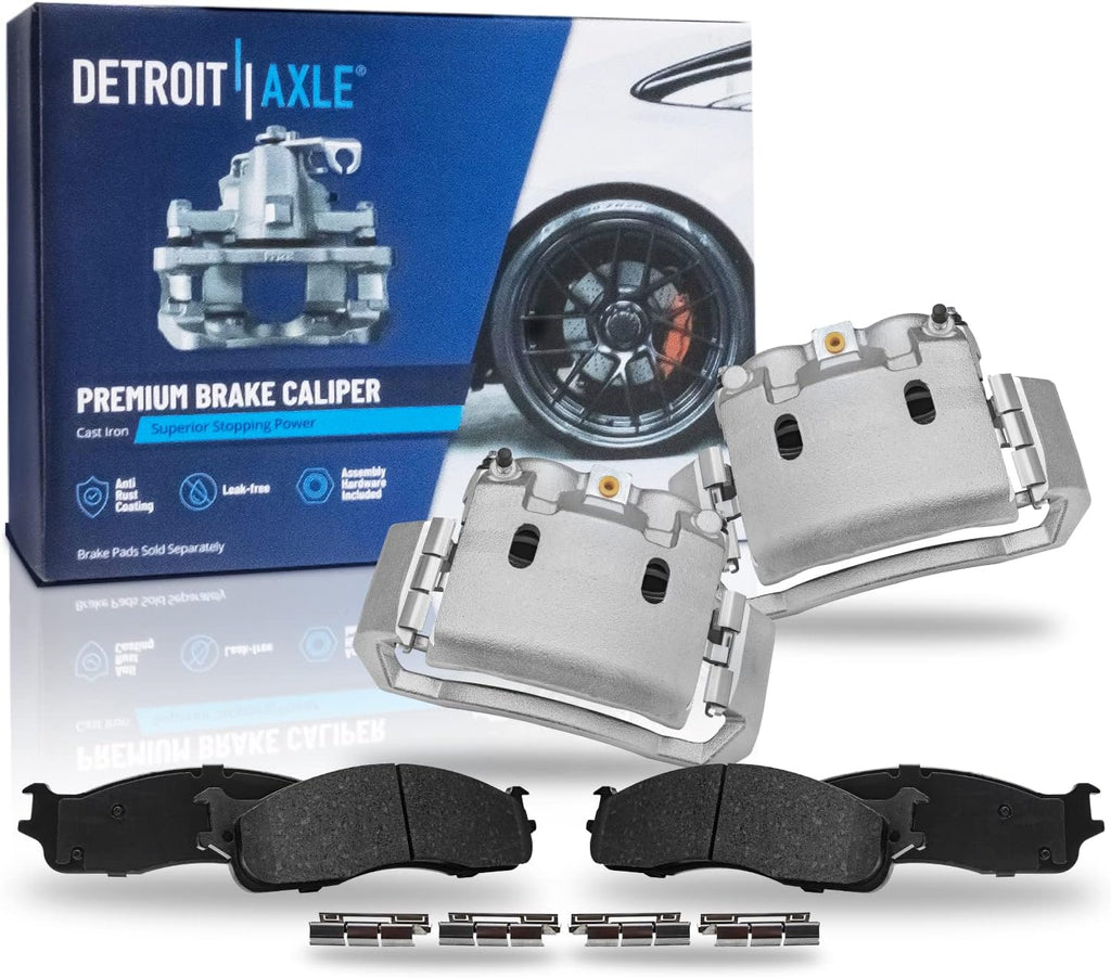 Detroit Axle - Front Brake Kit for 2003-2008 Dodge Ram 2500 3500 Disc Brake Calipers Ceramic Brake Pads 2004 2005 2006 2007 Replacement